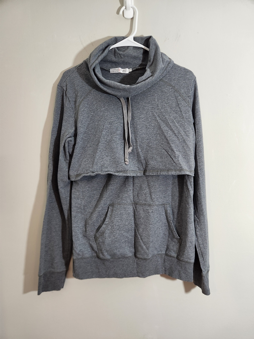Latched Mama Gray Cowl Neck Long Sleeve Nursing Breastfeeding Pullover Cotton